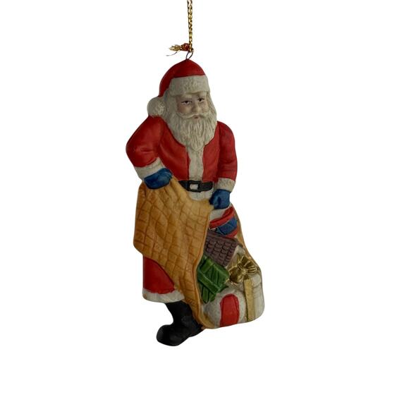 Vintage Ceramic Santa with Toy Sack Christmas Ornament 4.25” - Picture 8 of 12